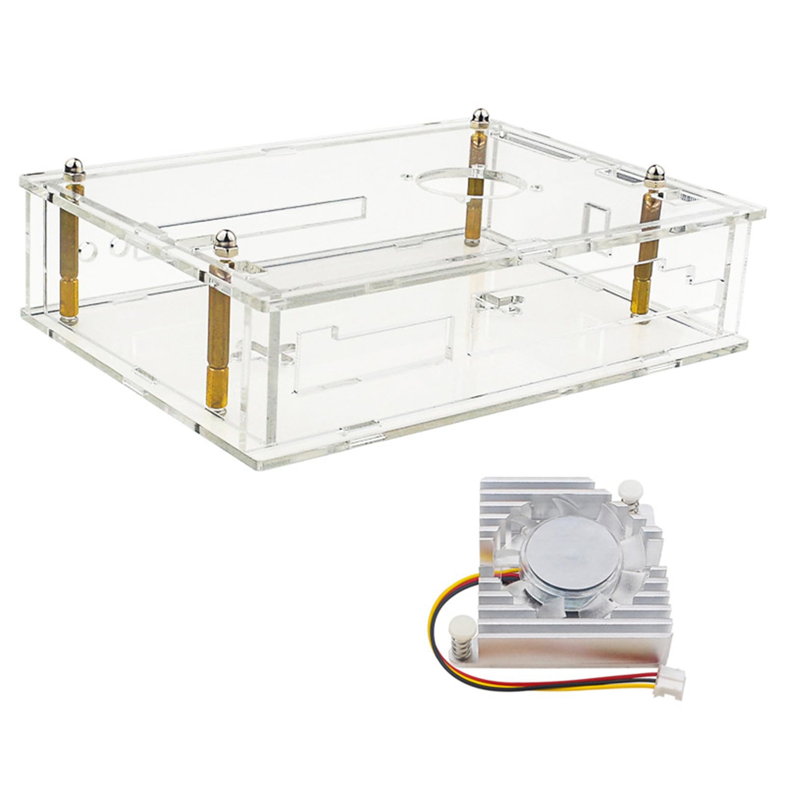 Qsvbeeqj Transparente Acrylbox Für Banana PiR4. Entwickelte Platinenschale Acrylschale Und Kühlventilator Kühlkörper