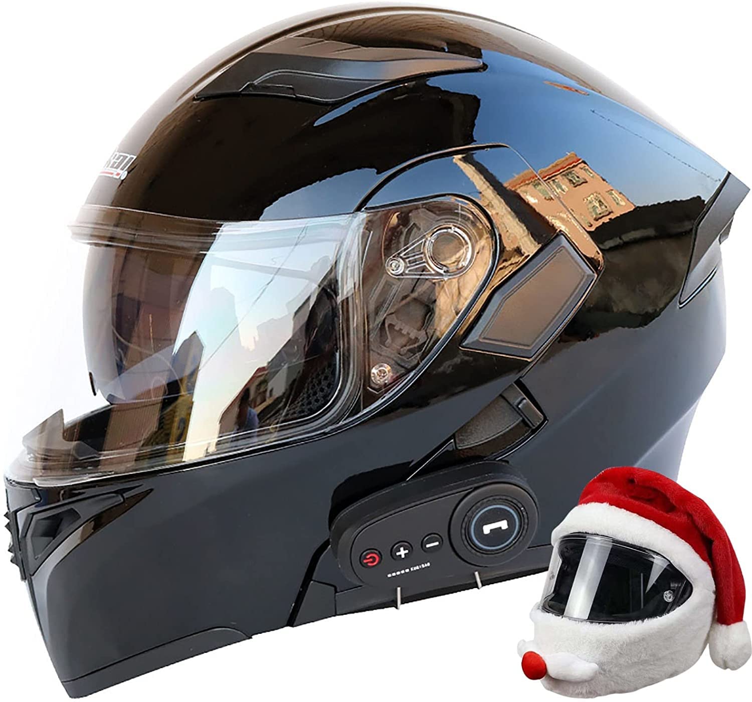 Modulare Motorradhelme Bluetooth-Integrierte Klapphelm Motorradhelme Mit Antibeschlag-Doppelsonnenblende Motorradhelm DOT/ECE-Zugelassener Integralhelm Für Herren Und Damen