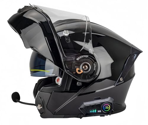 Bluetooth Modulare Motorradhelme ECE-Geprüft Modular Mit Doppelvisier Integralhelm Motorradhelm Herren Damen Rollerhelm Integralhelm Doppeltes Antibeschlagvisier D,XL61-62CM