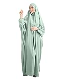 Frauen Elegant Muslim Hijab Kleidung Islam Dubai Abaya Gebetskleid Einfarbig Lose Einteiler Gebetskleid Vollabdeckung Muslimische Mode Fledermausärmel Jilbab Hijab Robe Frauen Kleid