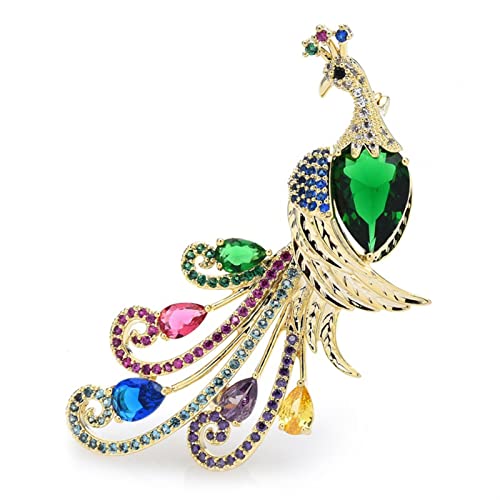 AIHEDOUJ Pin Schmuck Geschenke für Frauen Damenmode-Accessoires Damen Elegante Pfauenbrosche Designer Green Bird Klassische Partybrosche Pin Broschen & Anstecknadeln