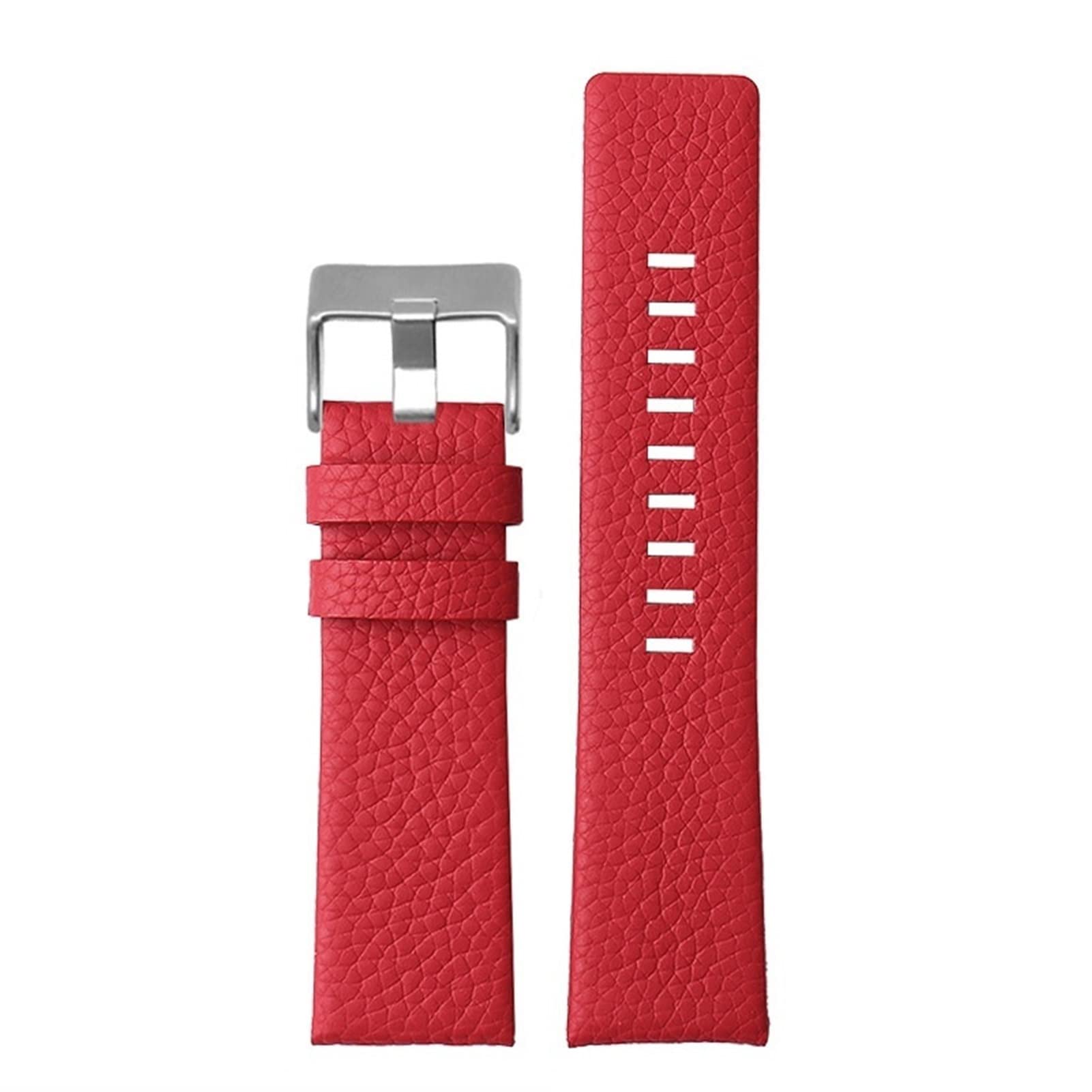 SCRUBY Lederuhrband für Diesel DZ7395 DZ7370 DZ7257 DZ7430 Schauen Sie sich Band Weiche Kuhwahnsinnsgurt an 24 m 26 mm 28 mm für Männer Frauen(Red-silver buckle,27mm)