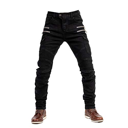 YOUCAI Herren Damen Motorradhose mit Protektoren Schutzauskleidung Motorradjeans Denim Motorrad Hose,3XL,Schwarz