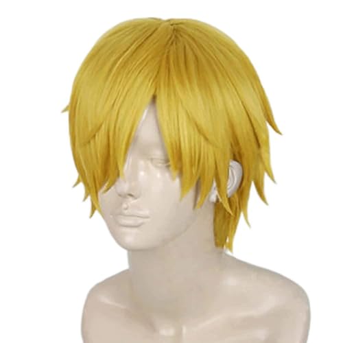 LINLINCD-Wig Anime Cosplay Gnfgtg Cosplay Anime Erwachsene Perücken & Haarteile for One Piece Sanji Halloween Karneval Nachtleben Konzerte Hochzeiten