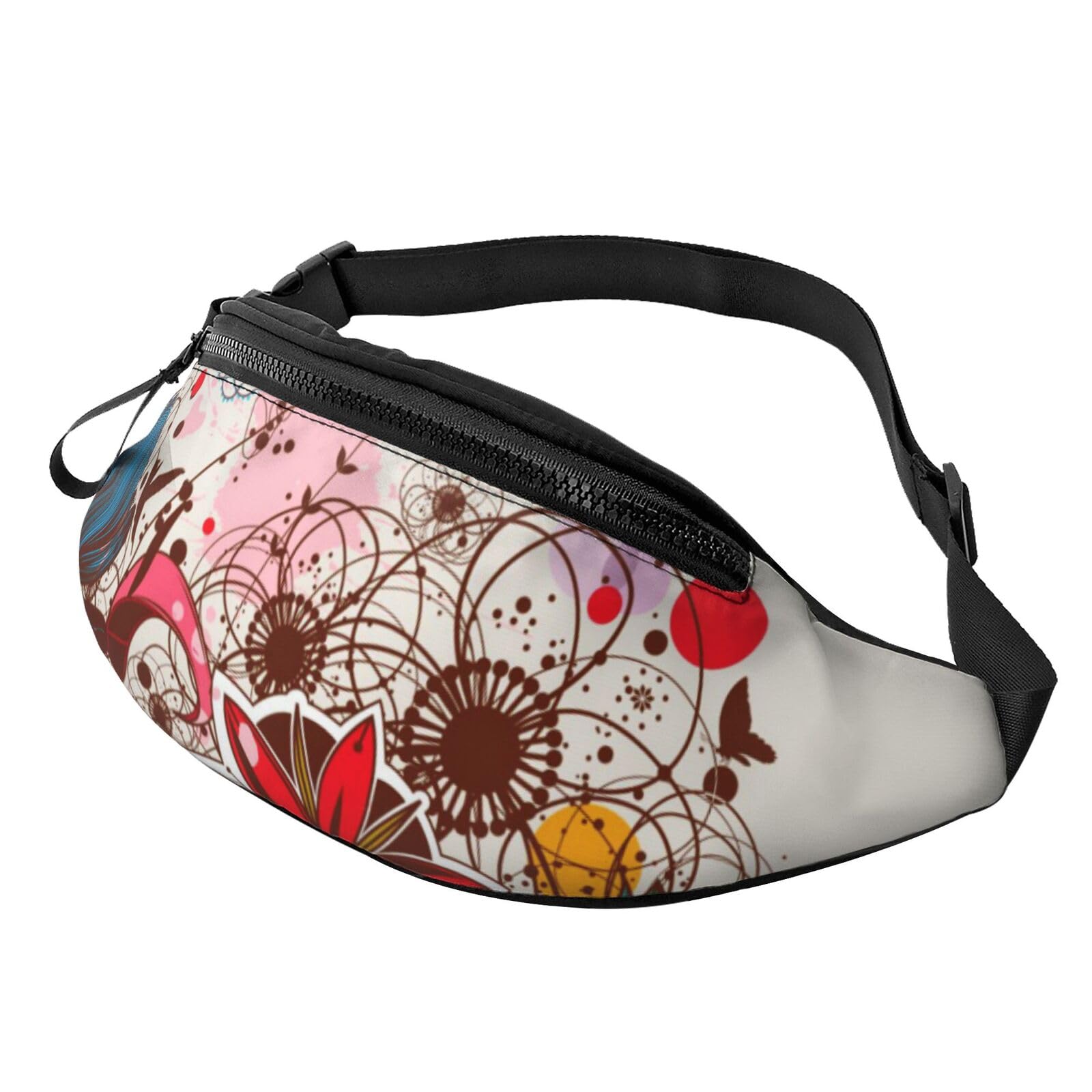 HSJFS Sporttasche mit buntem Blumen- und Schmetterlings-Aufdruck, lässige Brusttasche, Blumen/Schmetterling, Einheitsgröße