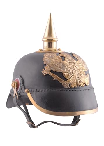 Battle-Merchant Pickelhaube der Preußischen Infanterie 1889 aus Leder Dekohelm schaukampftauglich Ritterhelm LARP Wikinger