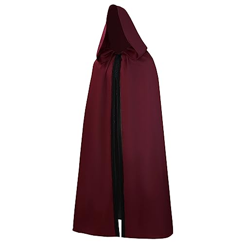 WANGTIANXUE Herren Umhang Mittelalter Renaissance Gothic Kapuzenumhang Schwarz Kleidung Hexenmantel mit Kapuze Faschingskostüme Männer Halloween Karneval Cosplay Costum