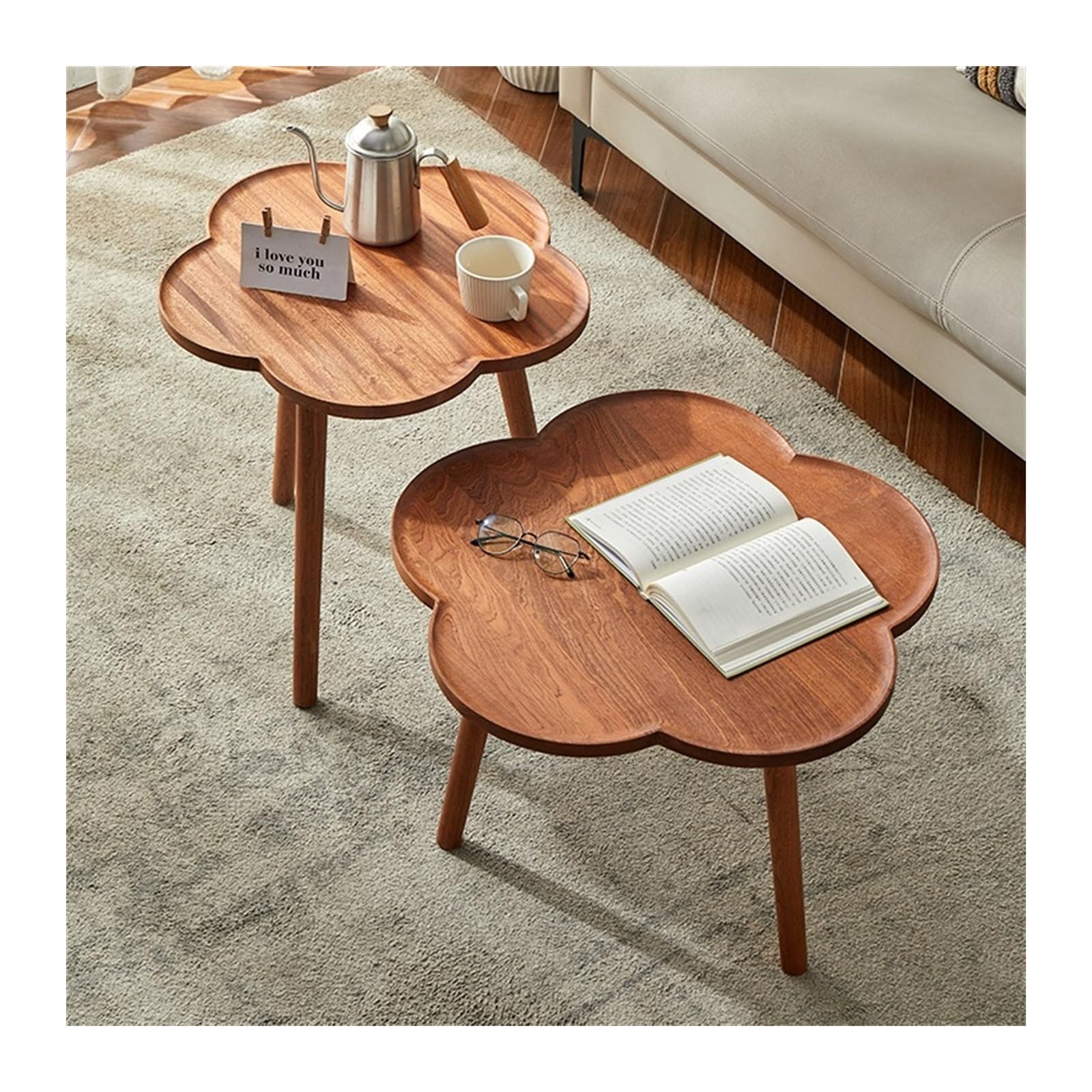 zhongqunli kleiner Couchtisch 1 Stück Luxus-Couchtisch aus Holz, runder Wohnzimmer-Couchtisch, kleiner Balkontisch, Sofa-Ecktisch ästhetischer Couchtisch(L)