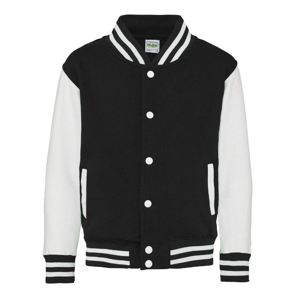 Just Hoods - Kinder College Jacke/Jet Black/White, 7-8 Jahre