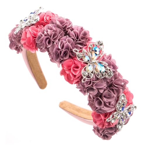 Elegante Blumen-Haarbänder für Damen und Mädchen, modisches Stirnband, bunt, mit Schmetterlingen verziert, Haar-Accessoire, modische Stirnbänder