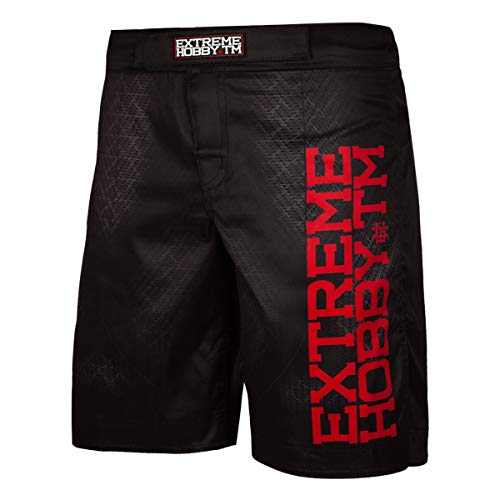 Extreme Hobby Grappling Kurze Hosen Black Armour, Atmungsaktiv und Leicht, Boardshorts, Schnell Trocknend, 2-Wege-Stretch-System, Boxen, Kampfsport, MMA, Thaiboxen Größe XL