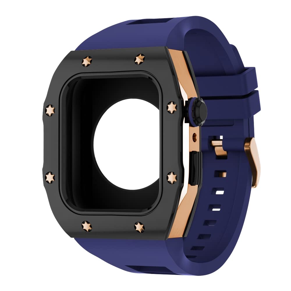 KANUZ Modifikations-Mod-Kit für Apple Watch, Armband 8, 7, 44 mm, 45 mm, Silikonband, Metallrahmen, Zubehör für iWatch Serie 6, 5, 4 SE (Farbe: W, Größe: 44 mm für 6/5/4/SE)