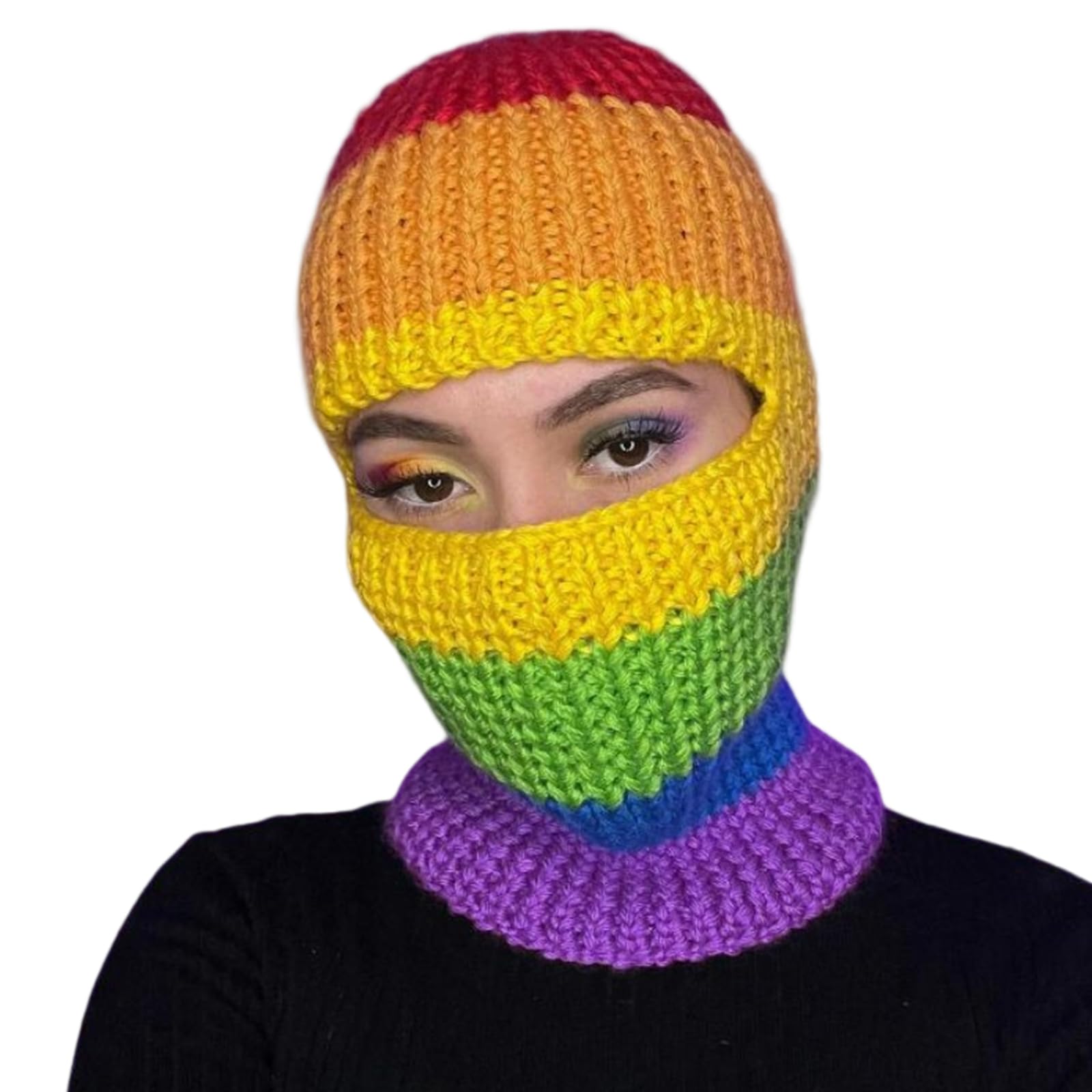 LIbgiubhy Lustiger gestrickter Halloween-Hut mit buntem Regenbogenbär, Cosplay, Katzenparty-Hüte