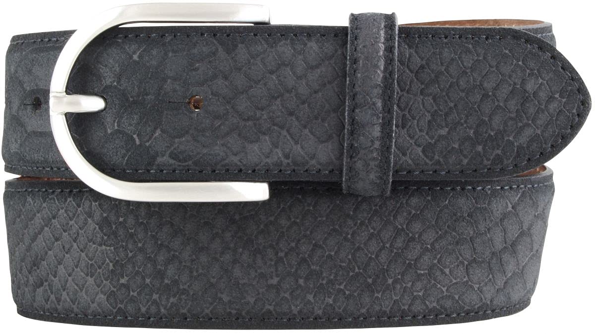 BELTINGER Damen-Gürtel mit Pythonprägung 4 cm | Leder-Gürtel für Damen 40mm Schlangen-Optik | Schlangen-Muster Python-Muster | Schwarz 100cm