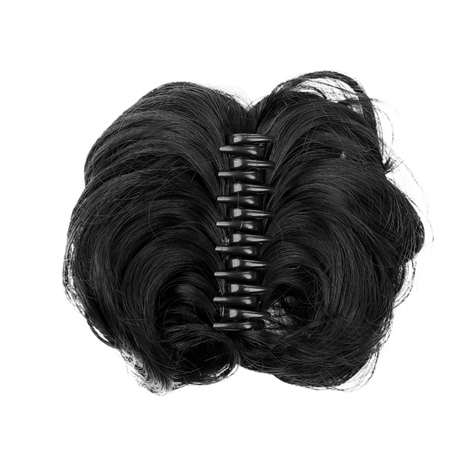 Haarteil Damen-Haarknoten, synthetische Bänder, kurze, lockige Chignon-Haarnadeln, Krallen-in-Haarteile for künstliches Kunsthaar, Haargummi, Schwarzbraun Haarverlängerung(1pcs)