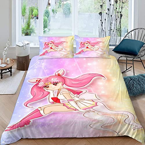 RLYXGS Anime Bettwäsche 155x220 3D Druck Anime Manga Bettwäsche-Sets Anime-Fan japanische Otaku Mikrofaser Bettbezug für Jungen Teenager Bettwaren 3-teilig mit Reißverschluss+2 Kissenbezüge 80x80cm