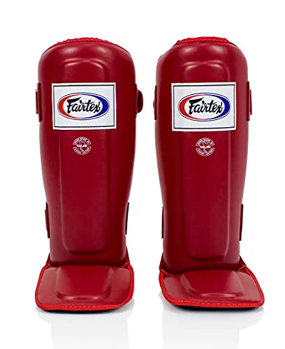 Fairtex SP3 Muay Thai Schienbeinschützer für Herren, Damen, Kinder | MMA-Training| Hochwertig, Leicht & Langlebig | Vermeiden Sie Schienbeinschienen während des Trainings(Medium-Rot)