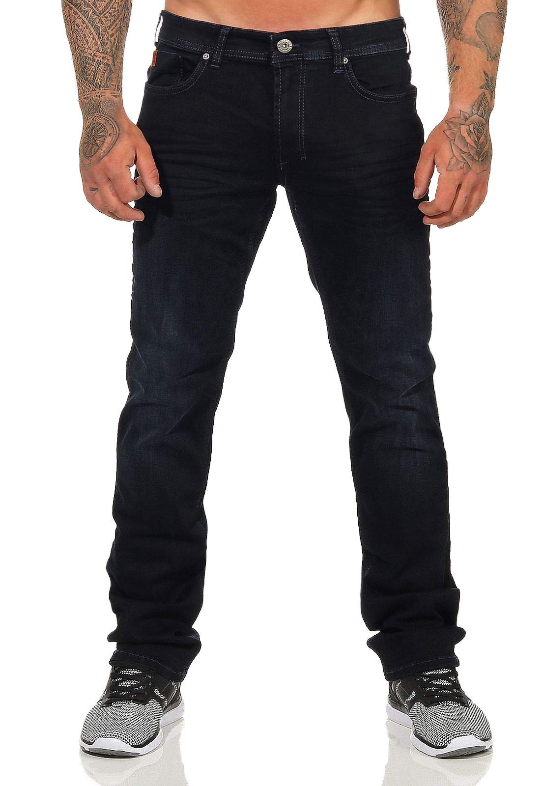 M.O.D Miracle of Denim Herren Jeans Thomas Comfort Black Blue Denim gerades Bein, Größe:W34 L32