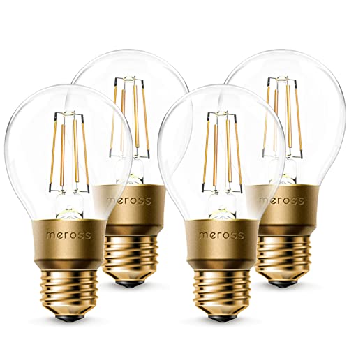 meross Smart Vintage Glühbirne WLAN Glühbirne 4pcs Dimmbare LED Lampe, Smart Edison Retro Lampe Warmweiß, kompatibel mit Alexa, Google Assistant und SmartThings, E27 A19, 60W Äquivalent