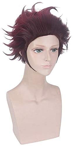 LINLINCD-Anime Coser Wig Anime Demon Slayer: Kimetsu No Yaiba Cosplay Kamado Tanjirou Rolle Spielen Wigs Halloween Cosplay Perücken Nezuko Zenitsu Agatsuma+Perücke