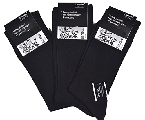 Cocain underwear 24 Paar Herren Damen Bambus Socken MIT Gummi 39/42, Strümpfe mit Gummi Bambus schwarz