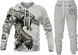 RIAAJ 3D Herren Pullover Hoodie Set Trainingsanzug Jogginganzug Sportanzug Männer Jogging Anzug Sweatshirt Hose (A1,2XL)