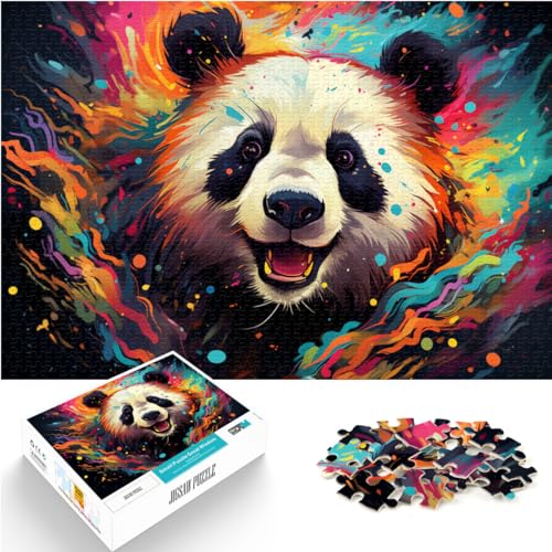 Puzzles zum Verschenken, farbenfrohe psychedelische Panda-Puzzles für Erwachsene, 1000-teiliges Holzpuzzle, interessantes Puzzle zur Stressreduzierung, 1000 Teile (50 x 75 cm)