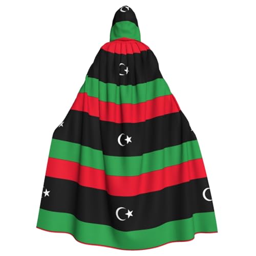 WURTON Eleganter Kapuzenumhang mit libyscher Flagge, für Halloween, Karneval, Mottopartys, Cosplays, Erwachsene, Unisex