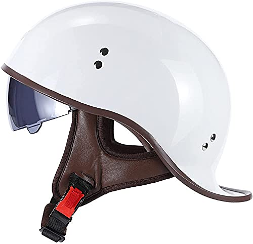 WRMIGN Retro Helm Jethelm mit Sonnenblende Schwalbenschwanz-Design Chopper Helm Roller Helm, mit Einstellbar Schnellverschluss-Gurt, für Cruiser Chopper Biker Moped ECE-Zulassung