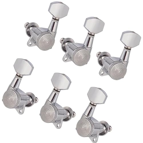 Strings Tuning Pegs Mechaniken Für Gitarre Gitarre Pin Lock Tuner Tuning Axis Gitarre 6R&6L&3R3L Verfügbares Kopfzubehör (Color : Silver)