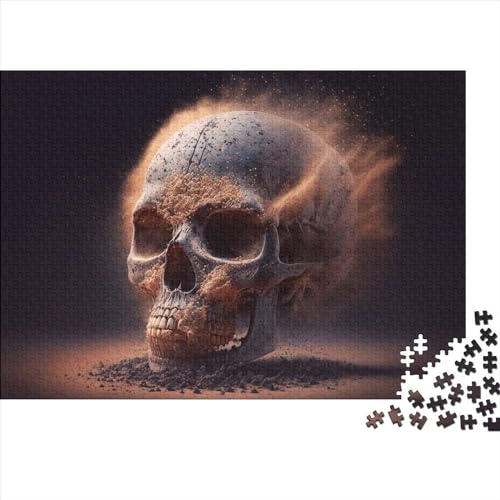 Art Skull Holzpuzzle für Teenager, schwierige, anspruchsvolle Puzzles mit 1000 Teilen, Spielspielzeug für Erwachsene, Familienpuzzle, Geschenk (Größe 75x50cm)