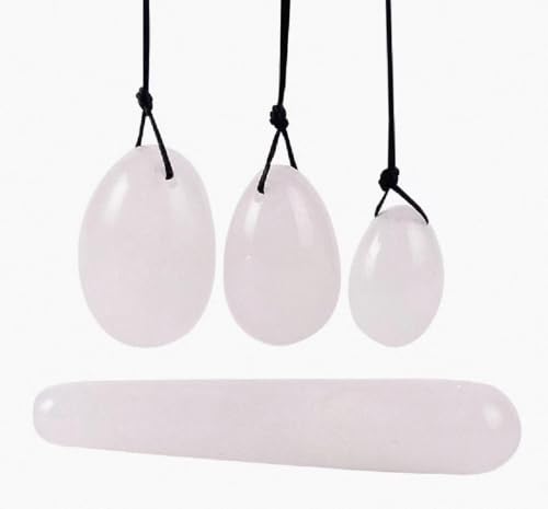 Crystali Yoni Eier Heilstein 4er Set für Liebe, Massage und Kegel-Übung, Beckenboden Muskel Training - Bergkristall Set