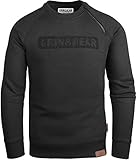 Grin&Bear Herren Crew Neck mit Design Rubber Zip schwarz S GEC541