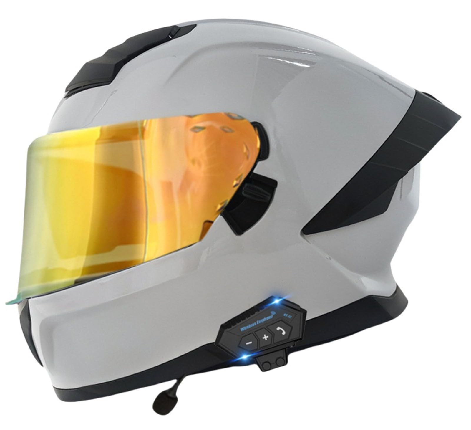 Bluetooth-Klapphelm, ECE-Zugelassener Motorrad-Integrierter Helm Mit Doppelvisier, Integral-Motorradhelm, Antibeschlag-Motorrad-Roller-Helm, Doppelspiegel, Herren-Damen-Helm B,L56-57CM