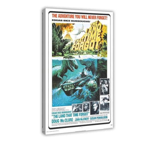 Filmposter "The Land That Time Forgot" – 1974 – Sci-Fi – ein Blatt Kunstwerk – Digitaler Download Leinwandposter Wandkunst Dekordruck Bild Gemälde für Wohnzimmer Schlafzimmer Dekoration 40,6 x 61 cm