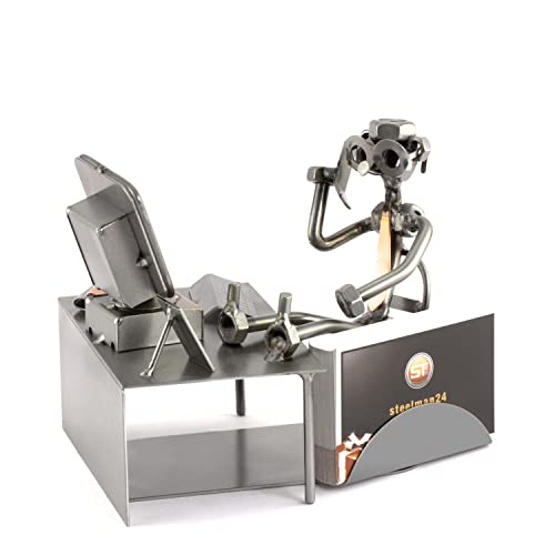 Steelman24 I Schraubenmännchen PC-Pause Mit Visitenkartenhalter Mit Persönlicher Gravur I Made in Germany I Handarbeit I Geschenkidee I Stahlfigur I Metallfigur