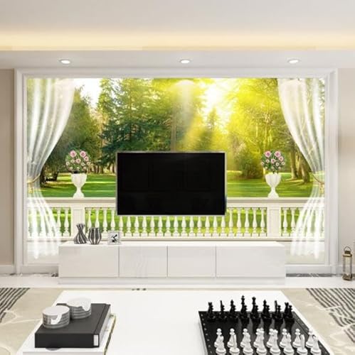 Tapete Wandbild 3D Benutzerdefinierte 3D-Tapete Mit Blauem Himmel, Weißen Wolken, Meereslandschaft, Architektonischer Landschaft, Delfinen Und Möwen, Wohnzimmer-Tv-Hintergrundwandbild-250Cmx175Cm