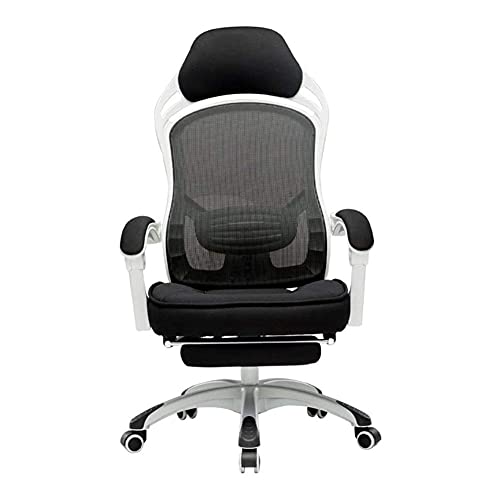 QYZUJIKL Chefstuhl, Bürostuhl, ergonomischer Bürostuhl, Schreibtischstuhl, Computerstuhl, Netzstoff, Executive-Stuhl, Rollstuhl, Gaming-Stuhl, Drehstuhl mit Lordosenstütze, Armlehne, Schwarz