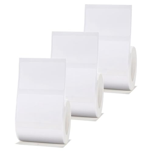 Jeenuuder 3 Rollen Weißes Etikettenpapier Weiß 50x30mm Kompatibel für B1 B21 B3S Etikettendrucker Wasserdicht, Selbsthaftendes Etikettenpapier, Einfach zu Verwenden, Feine Verarbeitung