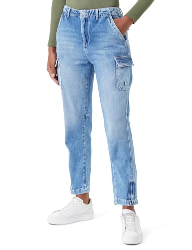 LTB Jeans Damen Jeanshose Liora - Jeans Damen mit Reißverschluss und Utility-Taschen, Flacher Vorderseite und hoher Taille aus Baumwolle - Mittel Blau Größe 26