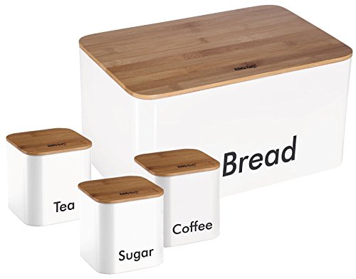 Bread Box Bread Bin With Wodden Top For Chopping Cutting With Canister Set KH-1026