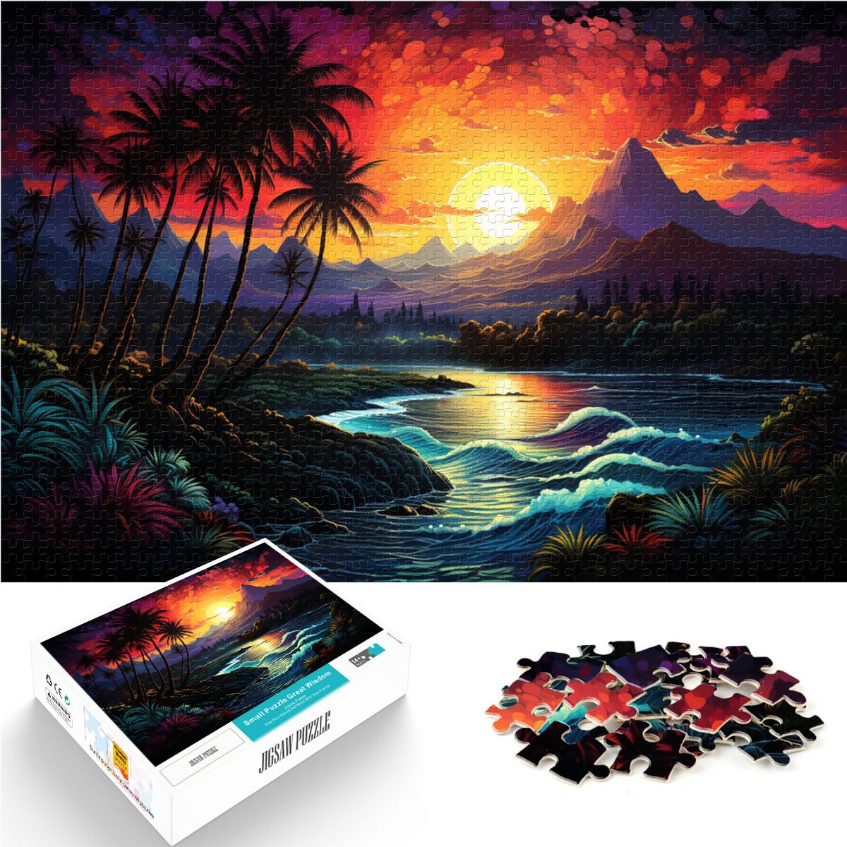 Puzzles als Geschenke, farbenfrohe, schöne Landschaft, 1000-teiliges Puzzlespiel, Holzpuzzles, Heimdekoration, Puzzles 1000 Stück (50 x 75 cm)