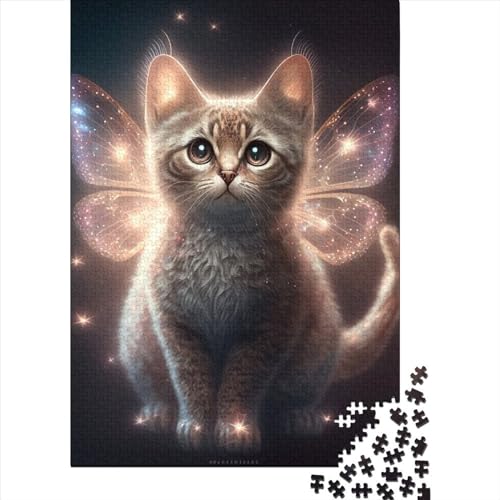 Kunstpuzzle für Erwachsene, 500 Teile, Kunst, bunte Katzen, Holzpuzzle für Erwachsene, Puzzlespielzeug, anspruchsvolle Puzzles für Erwachsene (Größe: 52 x 38 cm)