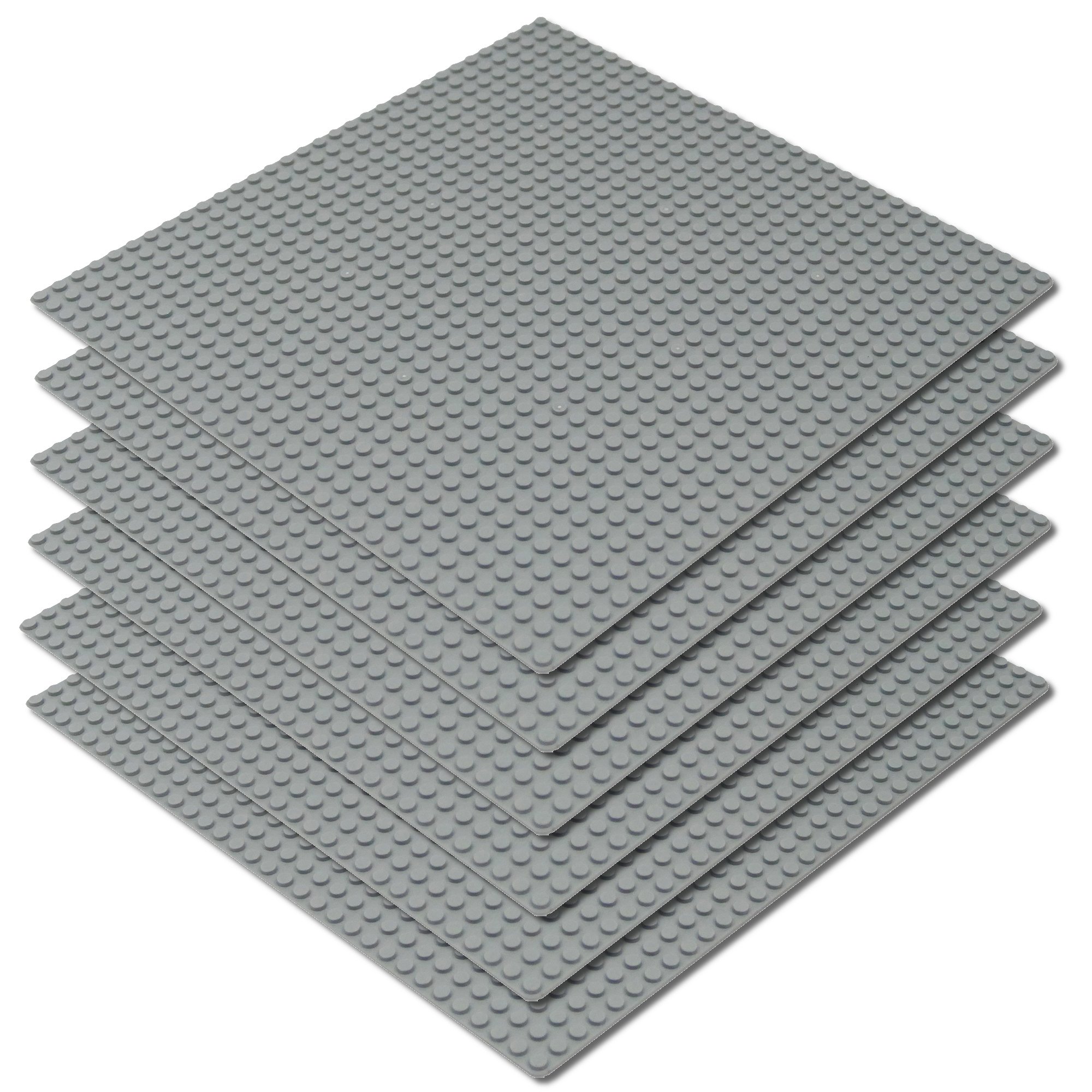 Katara 1672 - Bauplatte 6er Set 25,5cm x 25,5cm/32 x 32 Pins, Kompatibel Lego, Sluban, Papimax, Q-Bricks, Grau