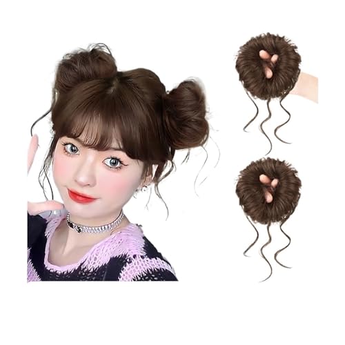 Haarteile Haarknoten Synthetisches Haar Dutt Chignon Unordentliches lockiges Haarband Elastisches Haargummi Falsche Haarteile for Frauen Haarnadeln Schwarz Braun Brötchen Haare(Natural Color)