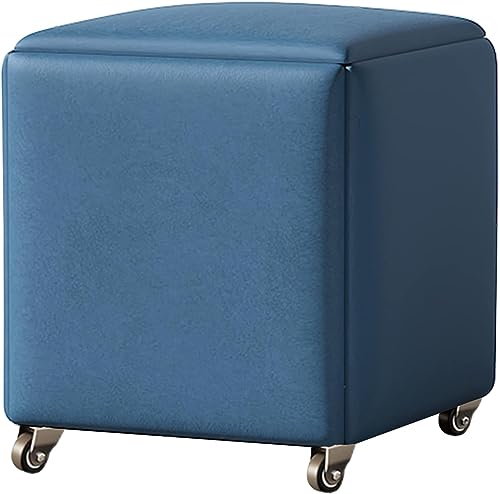 5-in-1-Aufbewahrungshocker, Magic Cube-Stuhl mit Rollen, Multifunktions-Küchensofa, stapelbarer Hocker, gepolsterter Sitz und Metallrahmen, Blau, 45 x 45 x 45 cm