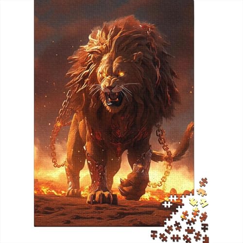 Unchained Lions Holzpuzzle für Erwachsene, Puzzlespielzeug, Kunstpuzzle für Erwachsene, 500 Teile, Spielspielzeug für Erwachsene, Familienpuzzle, Geschenk (Größe 52x38cm)