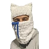 JSGHGDF Katzenohren Halloween Kopfbedeckung Draußen Gestrickte Teufelsohren Chenille Garn Große Gestrickte Ohren Winter