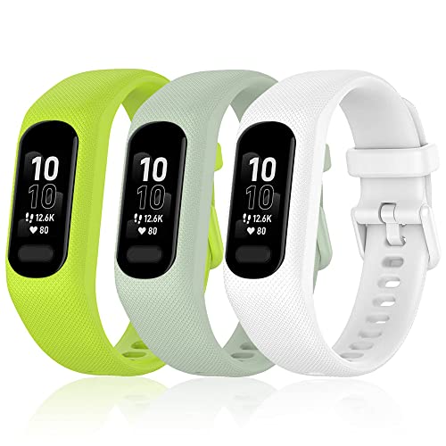 BANDKIT 3 Stück weiche Silikonbänder für Garmin Vivosmart 5 Armbänder Ersatz Sport Bunte Band für Vivosmart 5 Armbänder, Achat