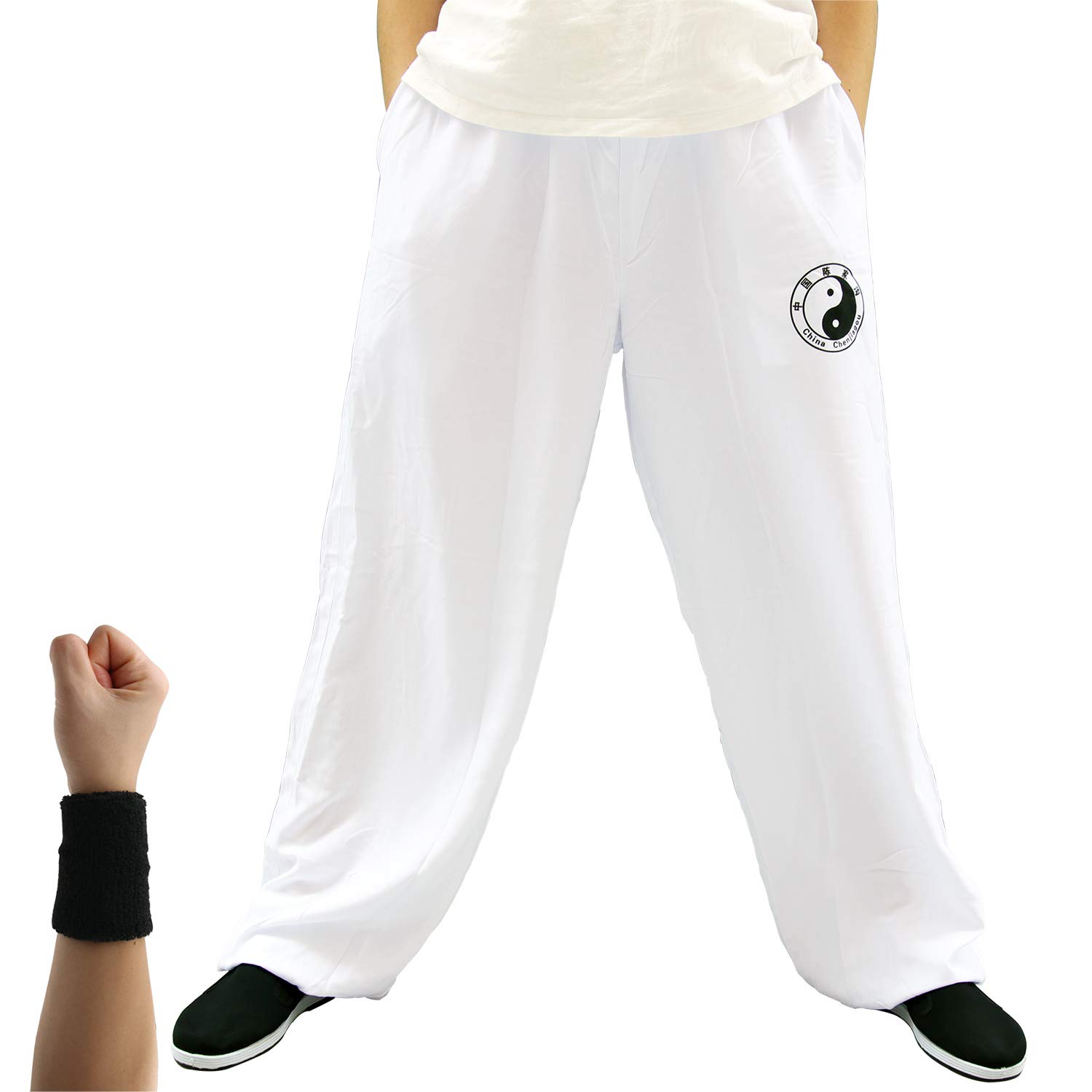 Dee Plus Wushuhose | Tai Chi Trainingshose | Yogahose - Traditionelle Chinesische Kampfkunst Qigong Wing Chun Shaolin Kung Fu Uniformen Training Hose Damen und Herren - Baumwolle - 2 Taschen